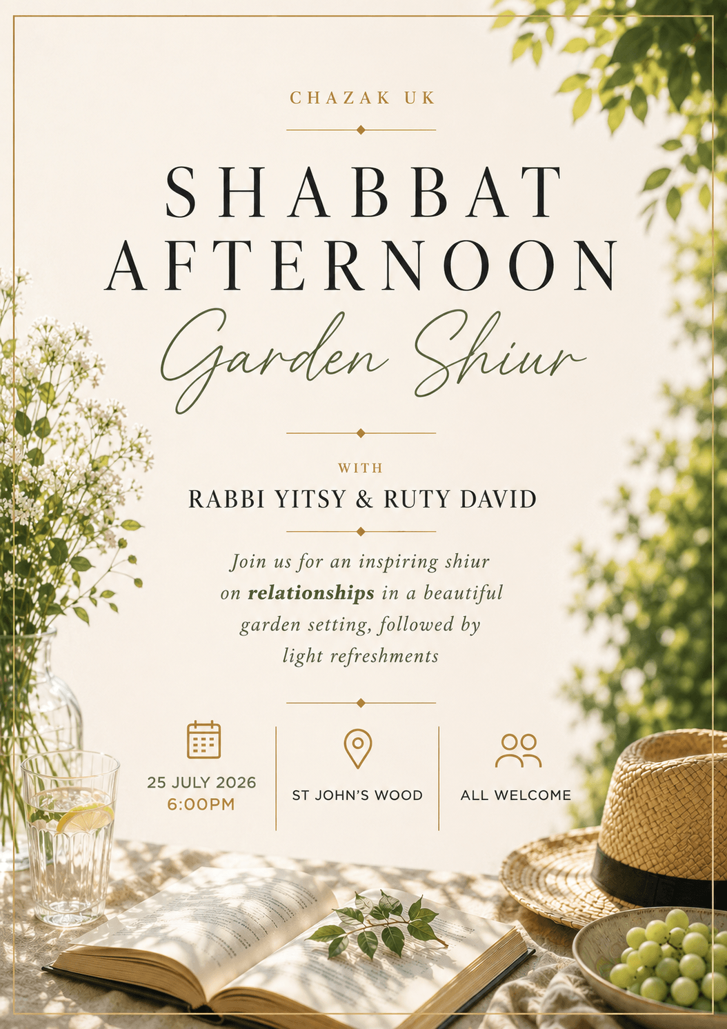 Shabbat Afternoon in the Garden